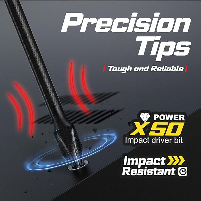 58Pcs Screwdriver Set Include 54Pcs Impact Screwdriver Bits Set, Mini Wrench, Step Drill, 1/4”Socket Adapter and Impact Bit Extension with Tool Box for Home Repairs DIY