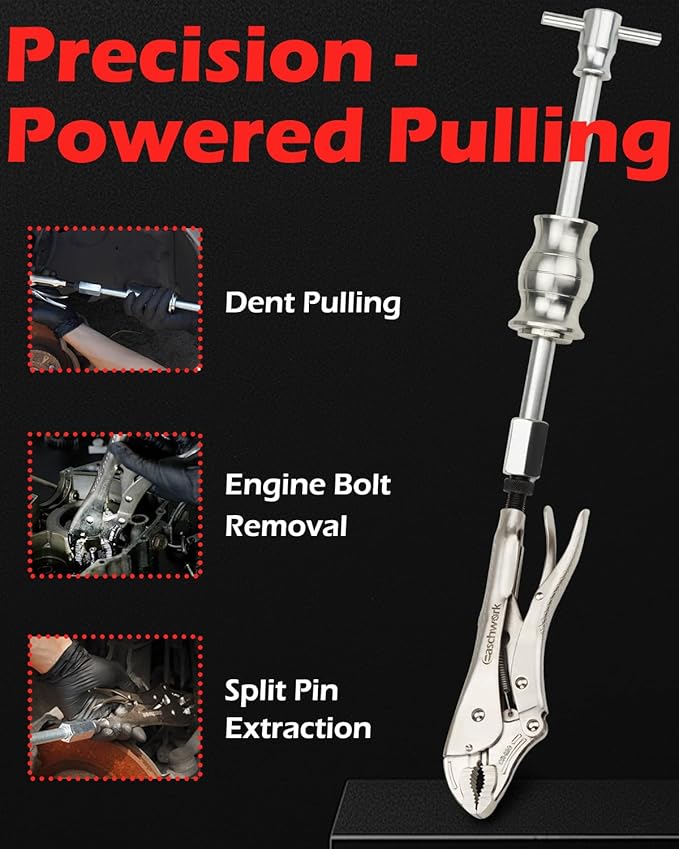 Locking Pliers Slide Hammer Puller with Quick Release Swivel Connector for Nail Bolt Pin Seal CV Axle Removal Tool,Silver
