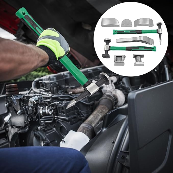 9-Piece Auto Body Hammer and Dolly Kit, Dent Repair Tool Set for Cars, No Panel Removal Needed, Protects Original Paint