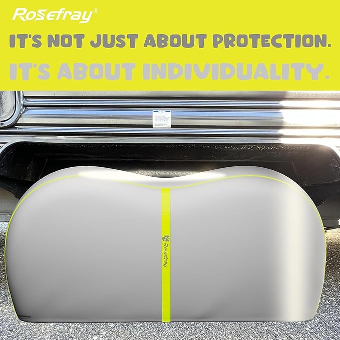 Rosefray RV Tire Covers, Dual Axle Wheel Cover (2 Pack) Fits 27"-30"/30”-33” Diameter Tires, Waterproof Anti-UV Black Dual Tire Covers RV Accessories for Truck/Trailer/Creamy White