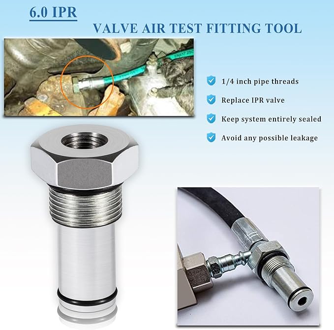 Bonbo 6.0 IPR Valve Socket & Oil Rail Adapters Kit & 6.0 High Pressure Oil Pump IPR Valve Air Test Fitting Tool with Seal Kit, Fits for Ford 6.0L Powerstroke Diesel Engine (8 Pack)