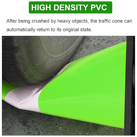 OrangeStar 12" Traffic Cones 4-Pack, Green Safety Cones with Reflective Collar & Heavy Duty Base for Driving Practice, Parking Lots, Roadwork, Construction | Indoor & Outdoor Use