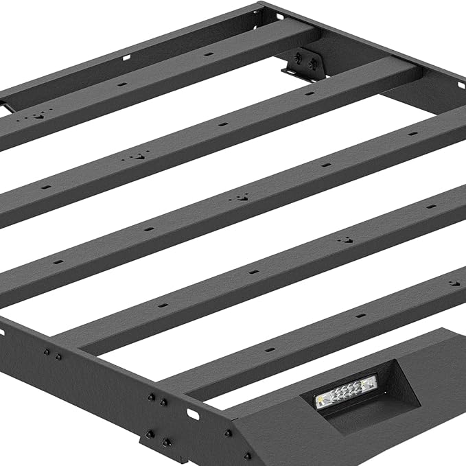 Roof Rack Cargo Basket with 2 LED Lights Compatible for 2009 2010 2011 2012 2013 2014 Ford F-150 & Raptor SuperCrew Cab, Rooftop Cargo Carrier Luggage Storage Holder
