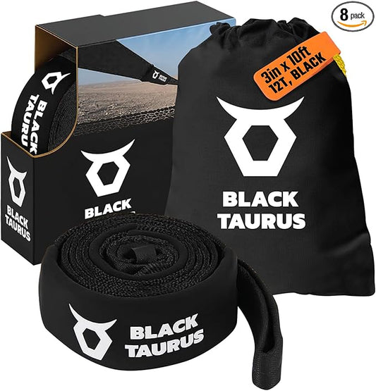 3" x 10 ft Equalizer & Tree Saver Strap – 26,500-lb Heavy-Duty Off-Road Recovery Strap for Jeep, Truck, SUV, UTV/4x4 – Tow, Winch, Anchor & Hitch Receiver Recovery Gear (Black)