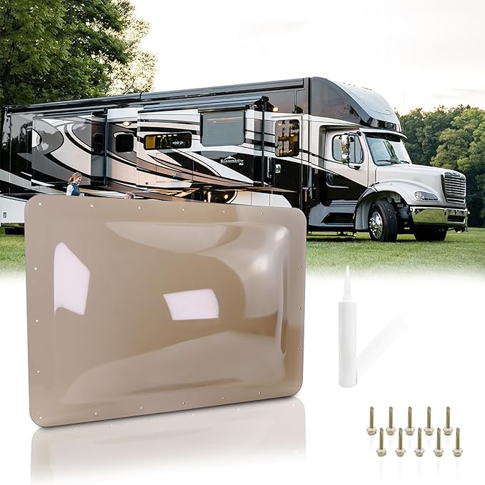 RV Skylight Outer Dome,18"x 26" OD Universal Skylight Fits All Standard 14" x 22" Skylight Openings, RV Shower Skylight for Camper Trailer Fifth Wheel Motorhome Truck (Smoke Gray)