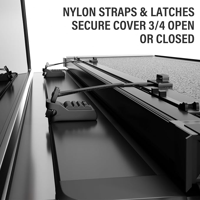 Hard Low Profile Quad-Fold Aluminum Truck Bed Tonneau Cover Compatible with 2019-2026 Chevy/GMC Silverado/Sierra, Works w/MultiPro/Flex Tailgate 6' 7" Bed (79.4")