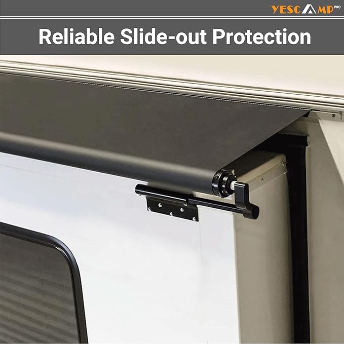 YESCAMP RV Slide Topper Awning Slide Out Awning Kit Cover Assembly,Modular Slideout Awning Protection for RVs,5th Wheels,Travel Trailers and Motorhomes,Black,15'(14'7''Fabric)