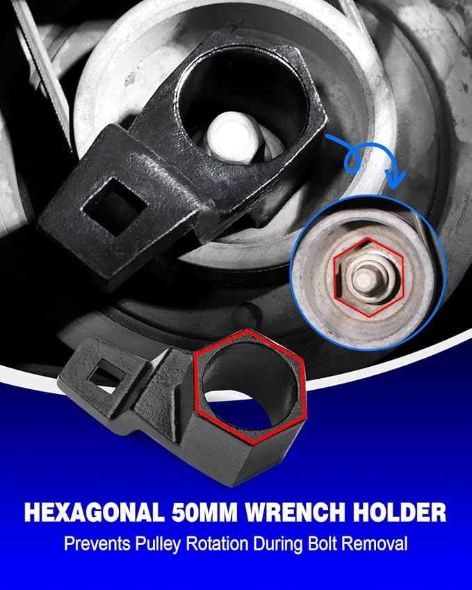 BETOOLL 19 mm Harmonic Balancer Socket & 50mm Crankshaft Crank Pulley Wrench Holder Tool Removal Holding Spanner kit Compatible with Honda and Acura Engines