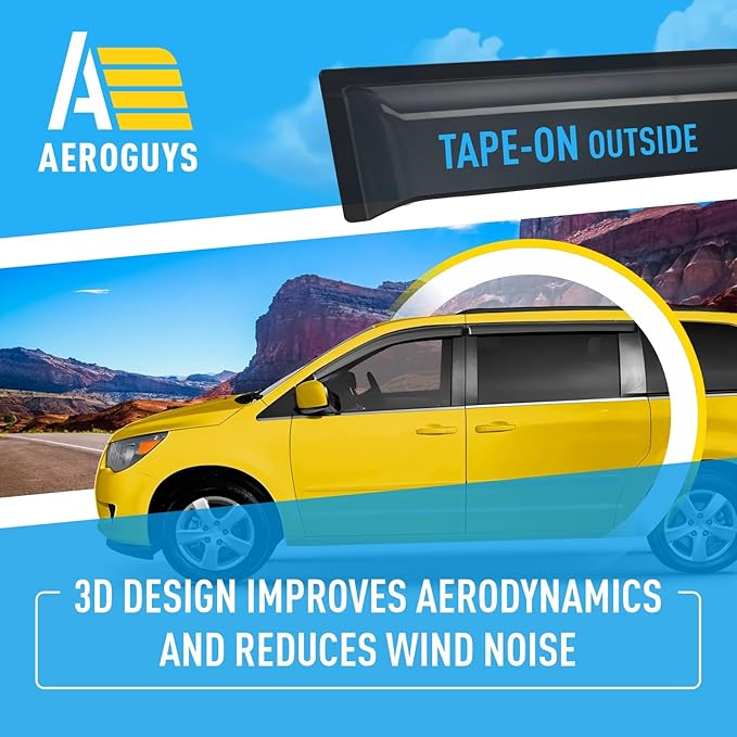 Extra Durable Window Deflectors Tape-On Window Visors Rain Guards Fit for Volkswagen (VW) Routan 2009-2014, Sun Visors, Wind Vent for Shades, Exterior Car Accessories - 4pcs. AG0197