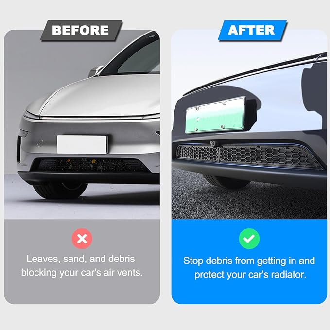 Grille Mesh Insert for Tesla Model Y Juniper 2025-2026 Front Air Inlet Vent Grille Cover with Insect Protection, Detachable & Easy Install Snaps