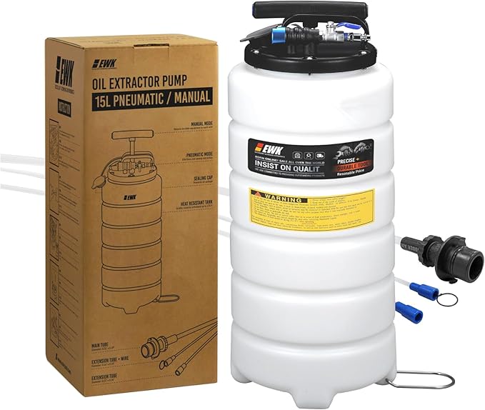 EWK 15L Pneumatic/Manual Oil Extractor Pump, Fluid Evacuator for Oil Change, Large Capacity Vacuum Evacuation Tool for Cars Trucks and Agricultural Machinery