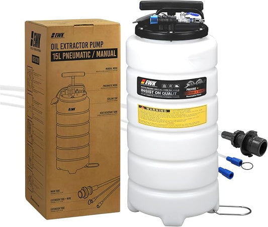 EWK 15L Pneumatic/Manual Oil Extractor Pump, Fluid Evacuator for Oil Change, Large Capacity Vacuum Evacuation Tool for Cars Trucks and Agricultural Machinery