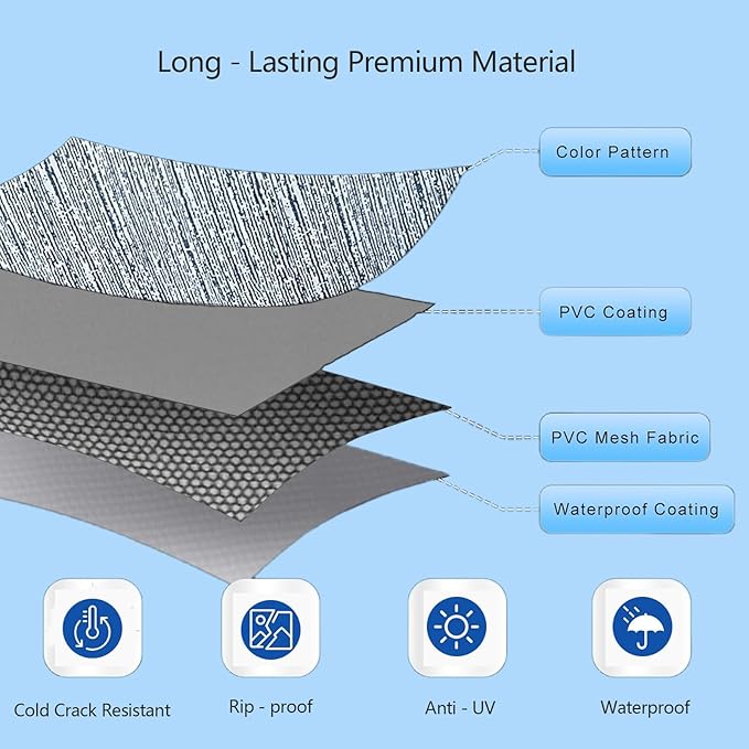 RV Awning Fabric Replacement,Camper Trailer Motorized Awning Replacement for Motorhome,Heavy Duty Weatherproof 18.5oz Outdoor Vinyl RV Canopy 14'(Fabric 13'2") Grey Fade