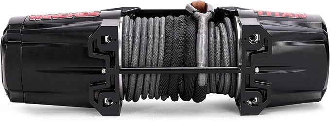 Warrior Winches - Titan 4,500lb Synthetic Rope Electric Winch – 12V, 3.4HP Motor, 166:1 Planetary Gear, Wired/Wireless Remote, Manual Clutch, Spring Brake, ATV/UTV Winch
