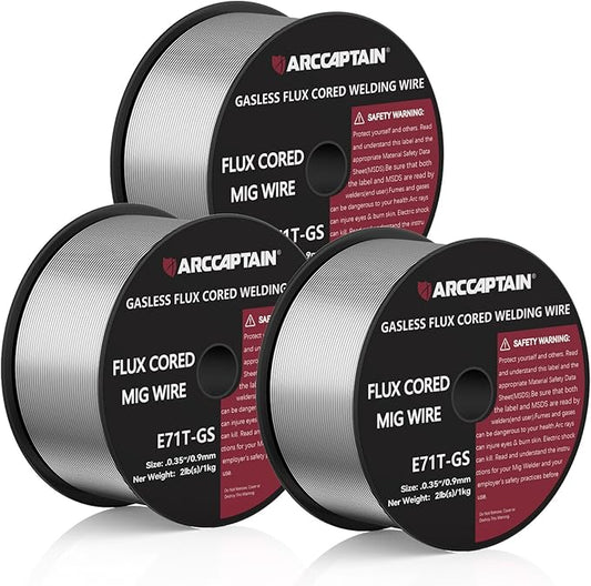ARCCAPTAIN Flux Core Welding Wire .035, Flux Core Welding Wire 2lbs 3 Pack E71T-GS Gasless Low Splatter Mig Welding Wire Mild Carbon Steel Compatible With Lincoln Miller Forney Harbor Welder