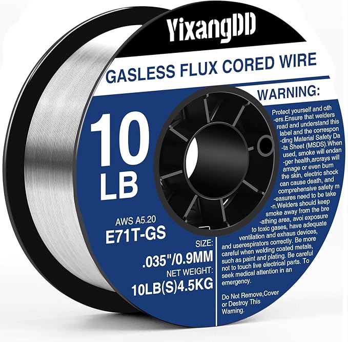 1-Pack 0.035" Flux Core Welding Wire, E71T-GS Low Splatter Gasless Mild Carbon Steel Mig Welding Wire, Compatible With Most Welder, 10-Pound Each