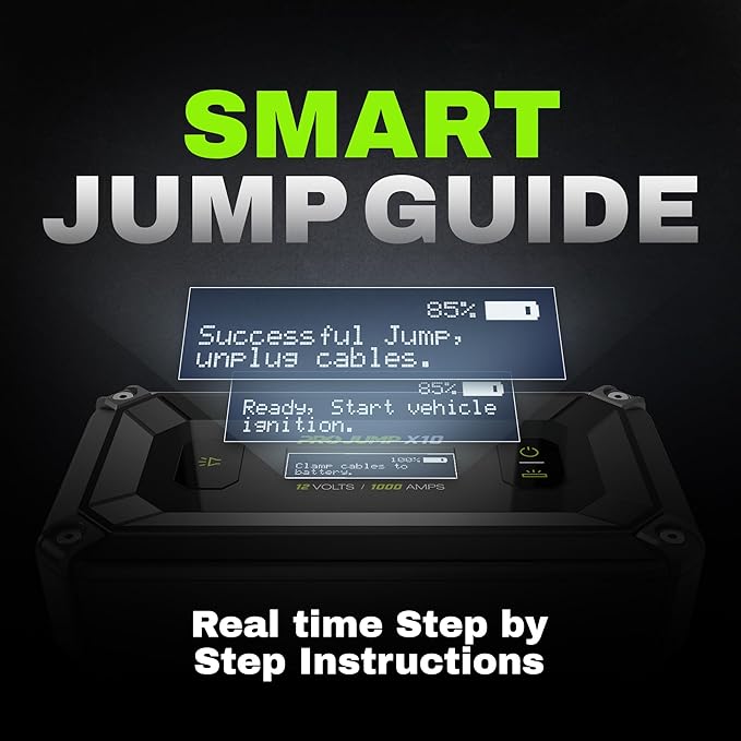 X10 1000A Peak Car Jump Starter with Cross Jump Technology, 10000mAh Portable Power Bank, LCD Screen, for up to 6.0L Gas and 3.0L Diesel Engines