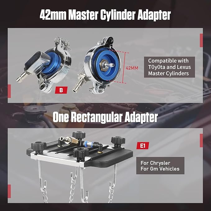 12Pcs Brake Bleeder Kit, Professional Brake Bleeder Adapter with Japanese Quick Connector Master Cylinder Adapter Kit, Brake Pressure Bleeder Kit Compatible with Most Vehicles