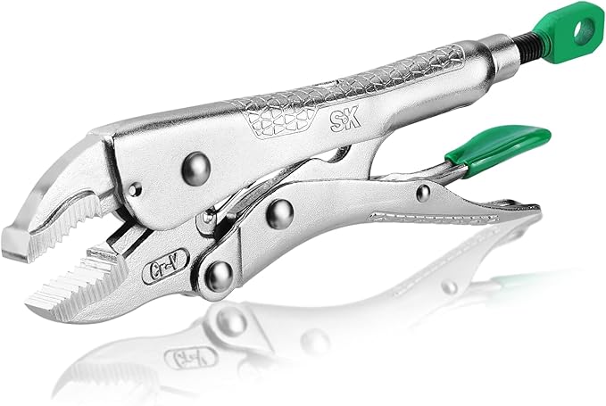 SK 7" Curved Jaw Locking Pliers, Premium CR-V Construction, Ergonomic Anti-slip Handle, Ideal for Welding or Assembly