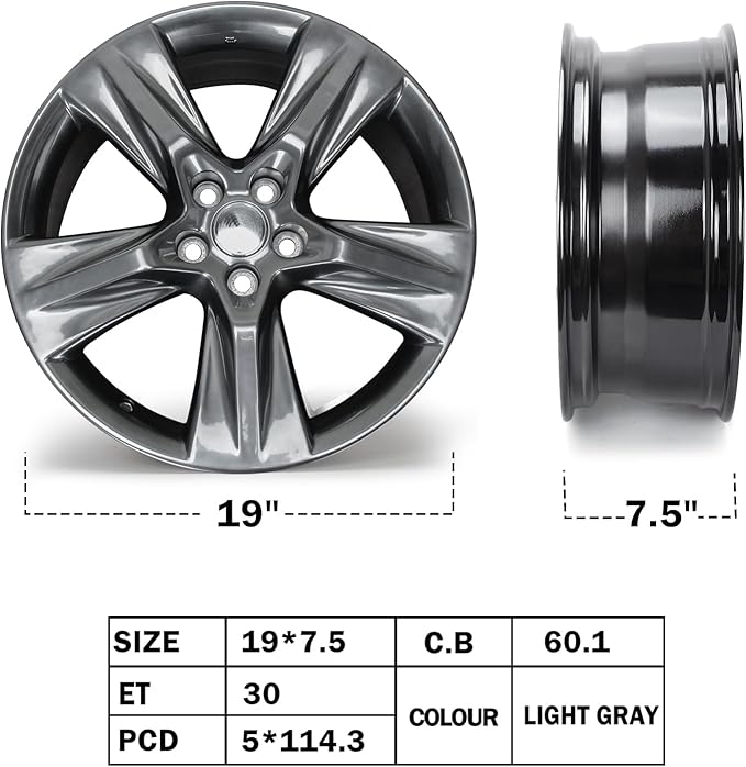 New 19" x 7.5'' Aluminum Alloy Replacement for OE Wheel Rim Compatible with Toyota Highlander 2014-2019, Fits for Front or Rear Wheel
