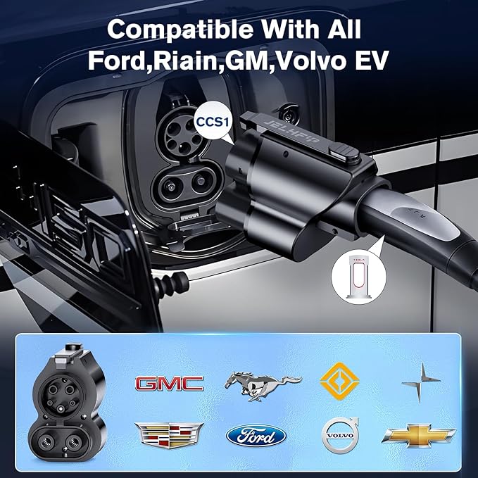 NACS to CCS1 Charging Adapter Tesla Supercharger Adapter 500A/1000V Max 250KW NACS to CCS Electric Vehicle Fast DC Charging Adapter Compatible with Ford,GM,Volvos,Nissan Ariya and Polestar EVs