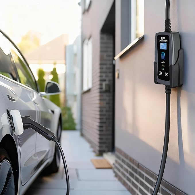 Level 2 Portable EV Charger, 16 to 40 Amp, 240 Volt, 25ft Cable, Portable EV Charging Cable Faster Charging Station, Electric Vehicle Charger Compatible with All EV Cars NEMA 14-50