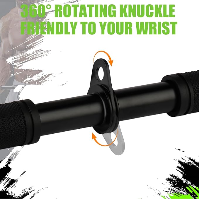 Tricep Pressdowns Straight Bar Cable Attachment ，360 Degree Rotating Bicep Pull Down Bar Triceps LAT Pull Down Bar with Non-Slip Rubber Handle for Gym Cable Machine Attachment Home Gym Accessory