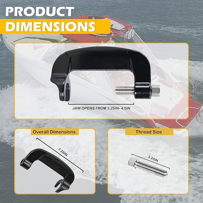 Kefly Propeller C Clamp Puller Compatible with Ski & Wakeboard & Surf Propellers, for 3/4" to 1-1/8" Shaft