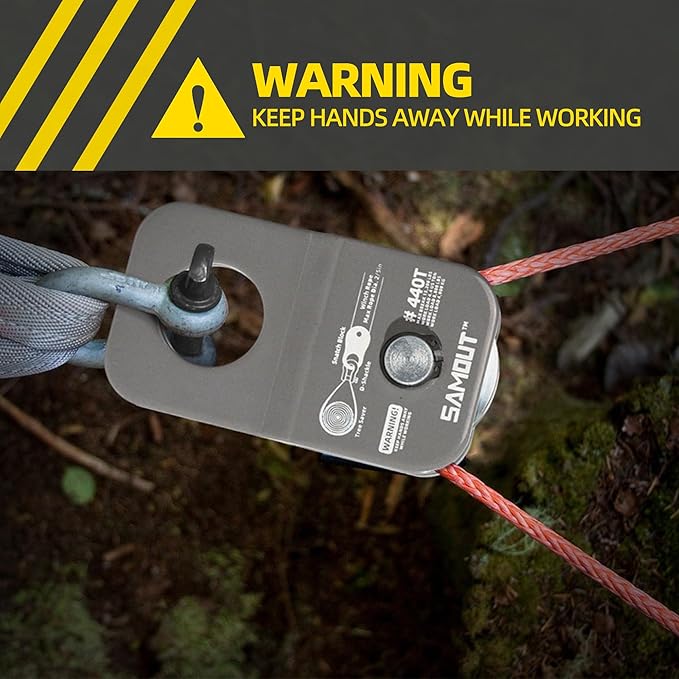 Winch Snatch Block (4.4 US Ton WLL) Recovery Towing Pulley System for Synthetic Rope or Steel Cable with Max Dia. 2/5in