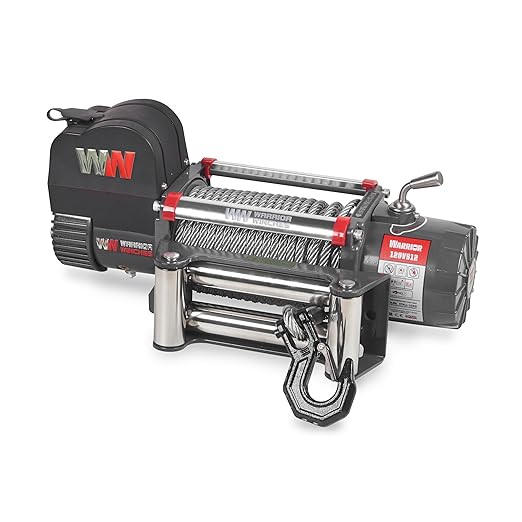 Warrior Winches Samurai 12500 lbs 12V Electric Winch with Steel Cable - Powerful Electric Winch for Trucks - 12500 lbs Load Capacity - Wireless Remote Included