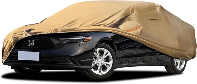 Accord Car Cover Waterproof All Weather Compatible with Honda Accord, Outdoor Heavy Duty Anti-UV Car Covers Rain Sun Snow Protection with Zipper and Windproof Buckle