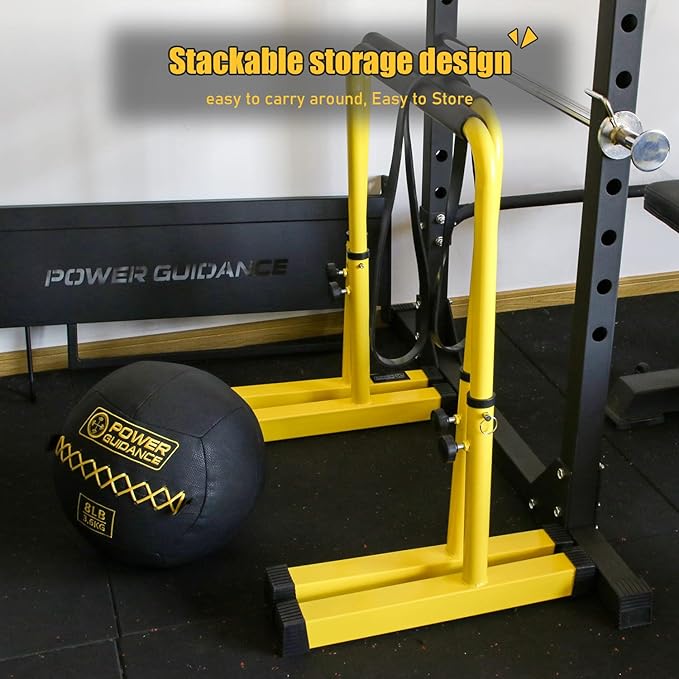 POWER GUIDANCE Dip Bar, Dip Stand Station for Full Body Strength Training, Adjustable Height 30Inches - 38.6Inched, 3 Colors Available
