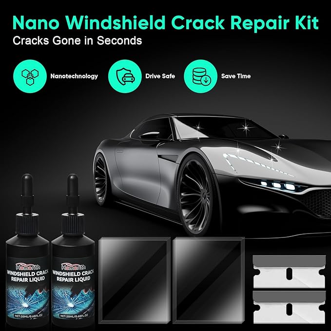 2 Pack Windshield Chip Repair Kit - 2026 Upgrade Car Windshield Crack Repair Kit, Glass Repair Liquid for Cracks and Chips, Rock Chip Repair Kit for Fix Windows, Mirrors, Glasses, All Crack Types