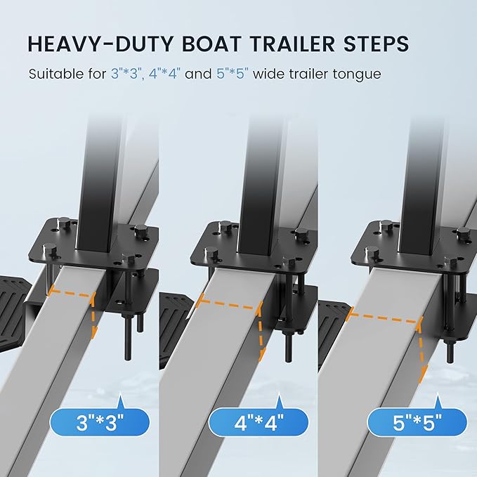 Heavy-Duty Boat Trailer Steps,Boat Trailer Tongue Steps with Anti-Slip Handrail,EVA Anti-Slip Mat,450Lbs Capacity，Multiple Installation Angles,4 Steps