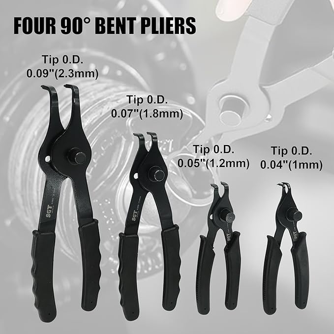 SGT 14pc Snap Ring Pliers Set,Internal & External Circlip Pliers with 45°/90° Bent and Straight Pliers, Hook & Pick,Heavy Duty Removal Tool with Storage Case & Gloves