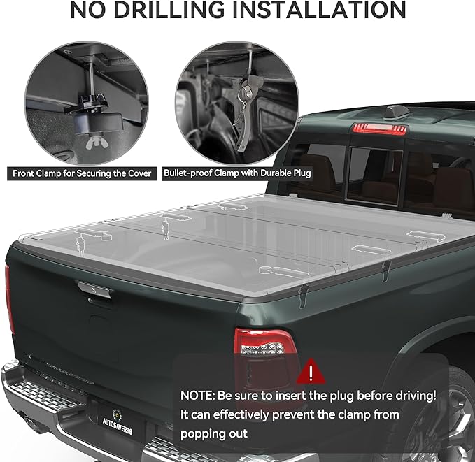 AUTOSAVER88 FRP Hard Tri-fold Truck Bed Tonneau Cover Fit for Ford F-150 F150 2004-2014 5.5ft Bed (Excl. Raptor Series)