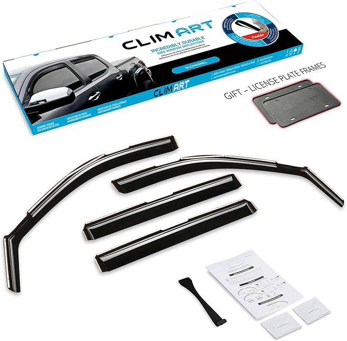 CLIM ART in-Channel Incredibly Durable Rain Guards for GMC Sierra 1500 2019-2026 Crew Cab,Original Window Deflectors,Vent Deflector,Vent Window Visors,Truck Accessories,4pcs-619003LPv