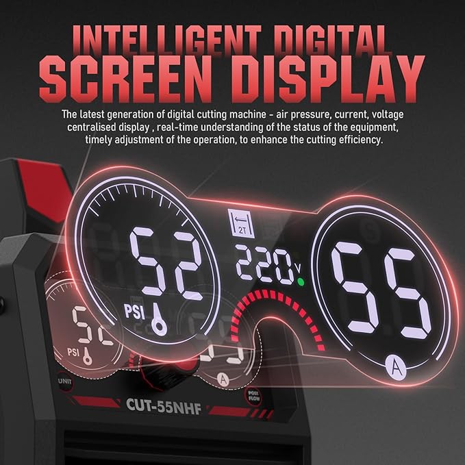 YESWELDER CUT-55NHF Plasma Cutter, Non-High Frequency Non-Touch Pilot Arc, 55 Amp 110/220V Dual Voltage, Large Digital Display Plasma Cutting Machine