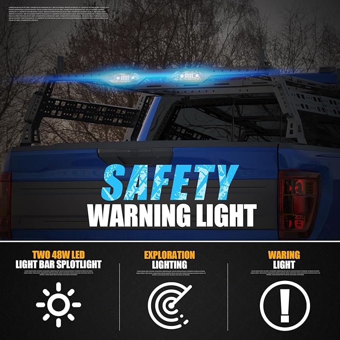 Extendable Overland Truck Bed Cargo Rack with Grab Handle, 18.5"-27.5" Heavy Duty High Bed Rack for Ford F-Series, for Silverado & Sierra & Ram 1500/2500/3500, for Jeep Gladiator JT, for Titan Tundra