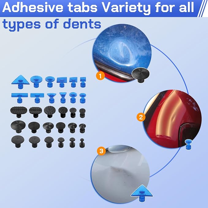 Paintless Dent Repair Kit, Car Dent Removal Tools with Adjustable Dent Lifter, Bridge Puller, Glue Gun & Tabs – Professional Auto Body Dent Puller Kit for Car, Hail & Door Dings