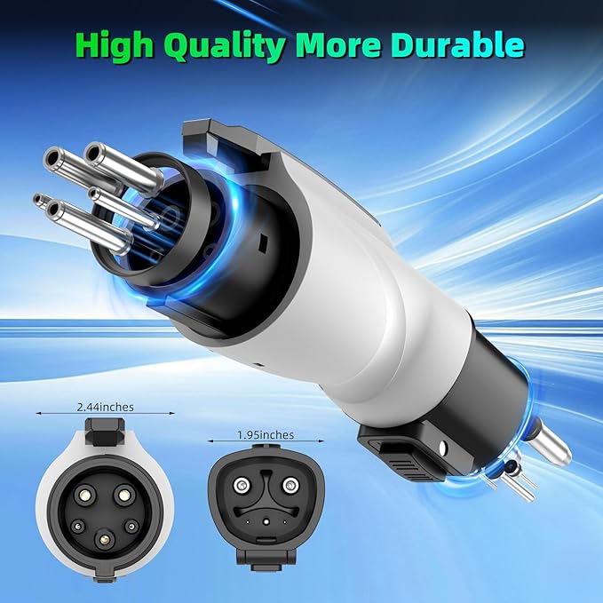 Tesla to J1772 Adapter with Fixed Lock Works, Max 80A 250V Converter Compatible with Nacs Wall Mobile Connector Target Chargers for All J1772 EVs (White)