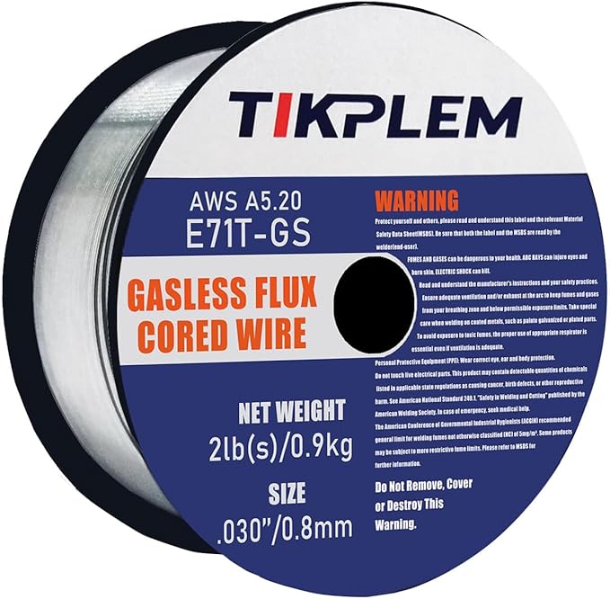 0.030”Gasless Flux Cored Wire,E71T-GS,Single 2lb Spool,Perfect For Welding Galvanized Sheet, Lap Welding &Light Structural Parts.