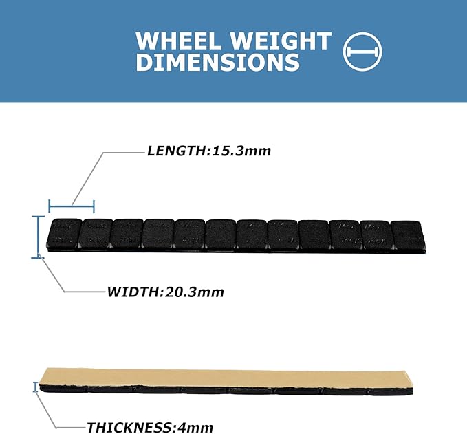 1/4 Oz Black Stick on Wheel Weights (1box，576pcs,144oz), Adhesive Backed Wheel Weights for Cars, Trucks, SUVs, Motorcycles, Low Profile