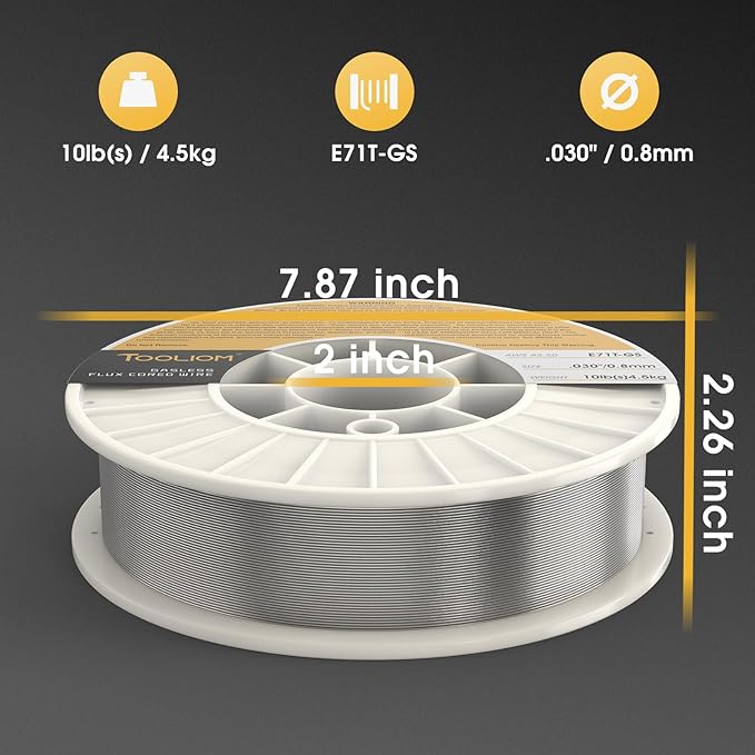 TOOLIOM E71T-GS .030" Diameter 10-Pound Spool Flux Core Self-shielded MIG Welding Wire for Carbon Steel