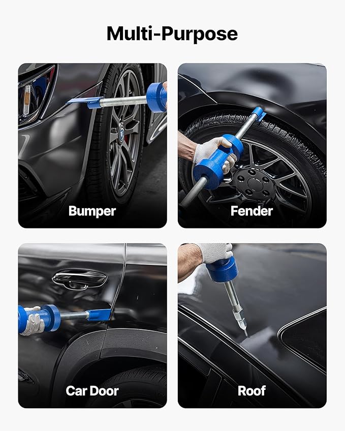 VEVOR Dent Puller Kit, 13 lbs 14-in-1 Slide Hammer Dent Removal Kit, Heavy-Duty Auto Body Truck Repair Automotive Damage Remover Tool Repair Frame with Carrying Case, Extension Rod, Non-Slip Handle