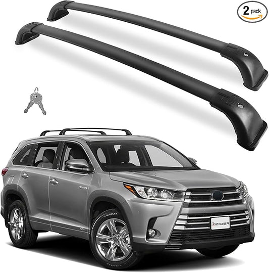 Richeer 220LBS Lockable Roof Rack Cross Bars for 2014-2019 Highlander XLE/Limited & SE/LE/LE Plus/LE Hybrid with Side Rails,Aluminum Anti-Theft Cargo Racks Rooftop Luggage Canoe Kayak Bicycle