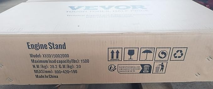 VEVOR Engine Stand, 3/4 Ton (1500 LBS) Capacity Engine Motor Stand, with 360-Degree Rotating Head, Heavy-Duty Steel Engine Lift Stand with 5-Casters, 4 Adjustable Arms, Orange