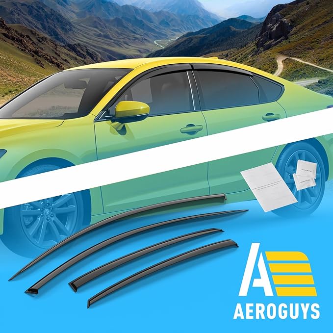 Extra Durable Window Deflectors Tape-On Window Visors Rain Guards Fit for Acura Integra 2023-2026 Hatchback, Sun Visors, Wind Vent for Shades, Exterior Car Accessories - 4 pcs. AG0881