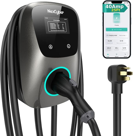 Level 2 EV Charger(WiFi APP/Plug-Play), 40Amp, 25ft Cable ETL Certified, 240V NEMA 14-50p Plug, Home Level 2 EVSE Car Charger w/ J1772 Connector, Electric Vehicle Charging Stations
