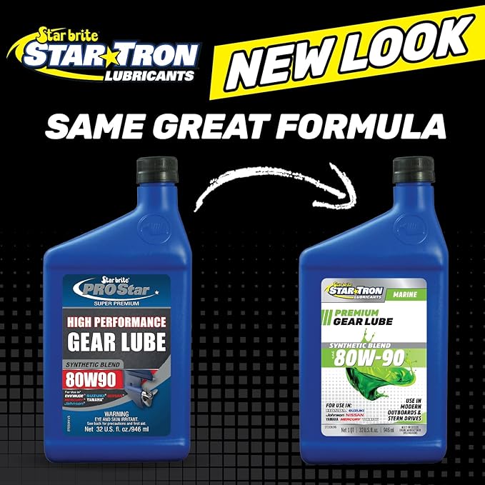 STAR BRITE Star Tron Synthetic Blend Lower 80W-90 Unit Gear Lube - Marine Grade, High Viscosity Gear Oil for Outboard Motors, 32 Ounce Quart (027232)
